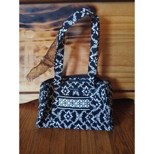 BELLA TAYLOR QUILTED BLACK AND WHITE DOUBLE HANDLE PURSE BAG